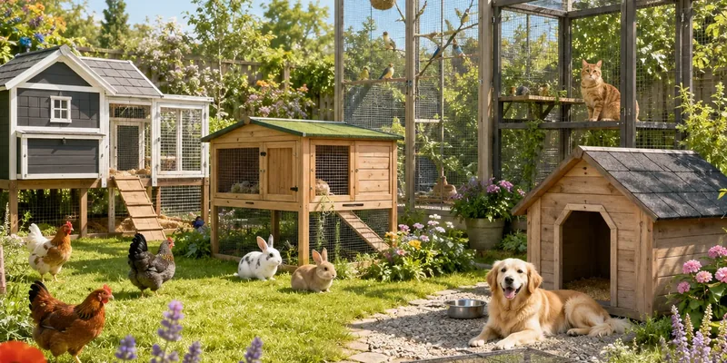 Tuin vol dierenverblijven
