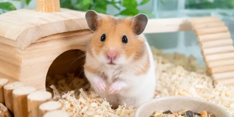 Hamster bij zijn verblijf