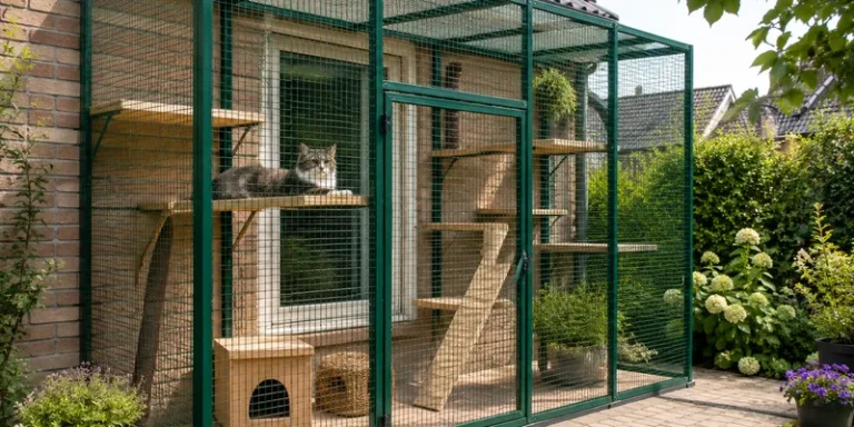 Groene aanbouw-kattenren tegen het huis
