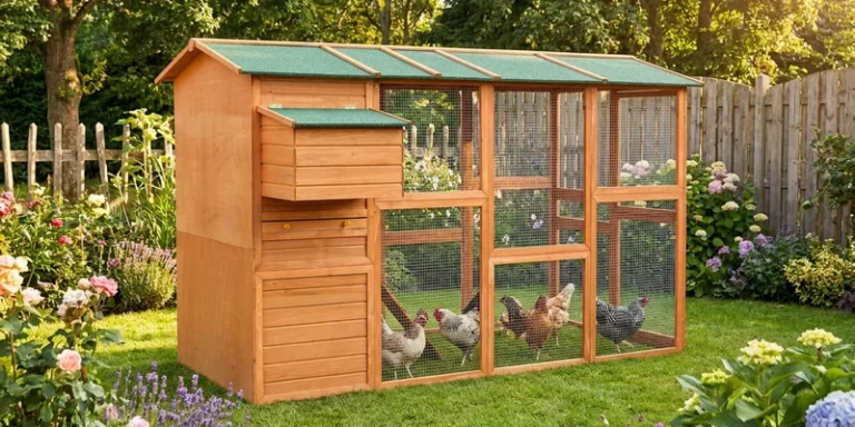 vidaXL houten kippenhok met ren in de tuin